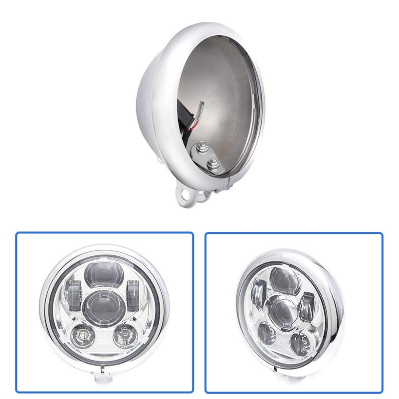 Autokun 5.75" 5 3/4 inch Headlight Light Bucket Housing Trim Ring for Motorcycle - Image 2